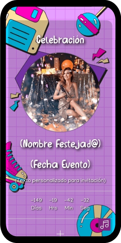 02 invitacion digital eventos sociales fiesta 90's