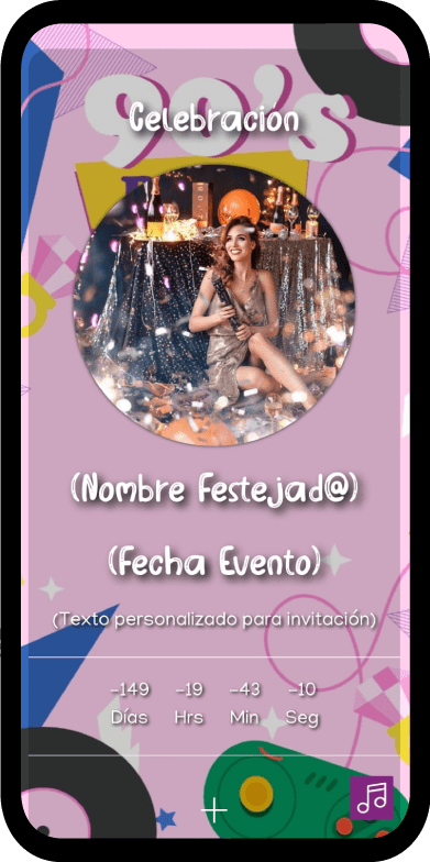 03 invitacion digital eventos sociales fiesta 90's