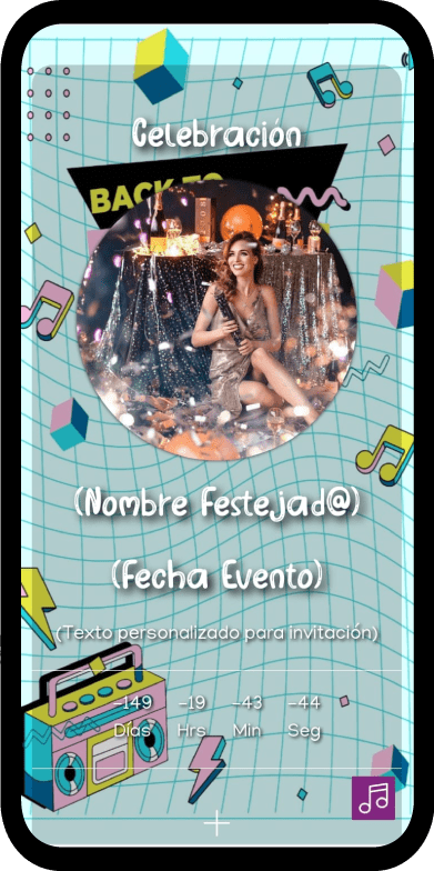 04 invitacion digital eventos sociales fiesta 90's